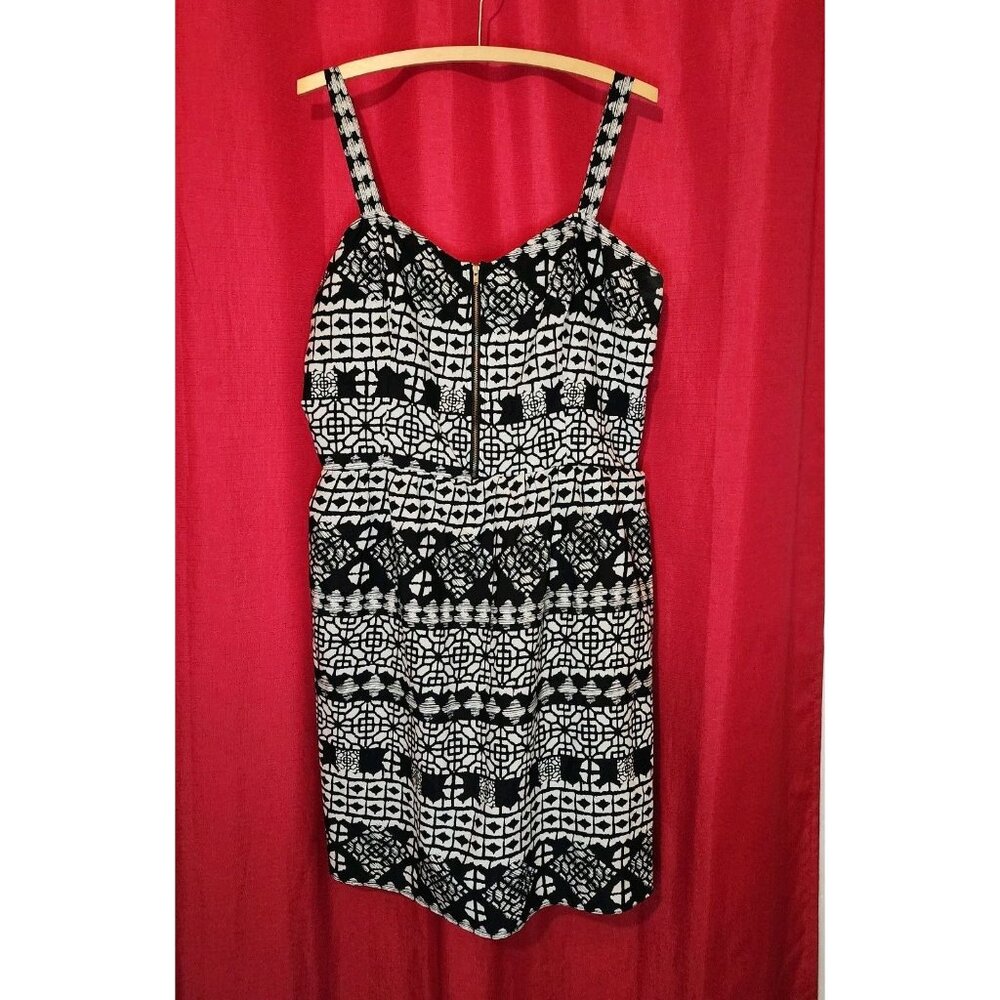Women's Dress Midi Black White Size 1X